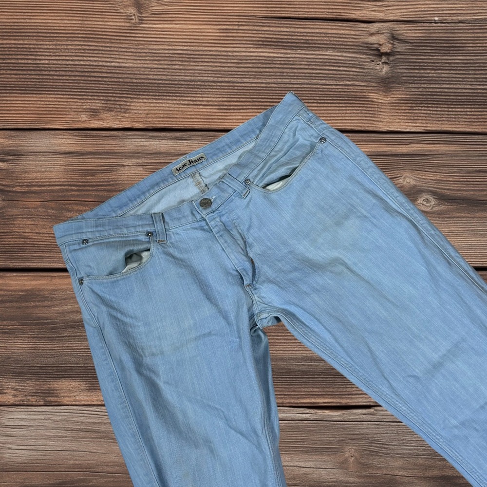 Acne Jeans Mens Light Wash Slim Straight Denim Pants Blue 33/34